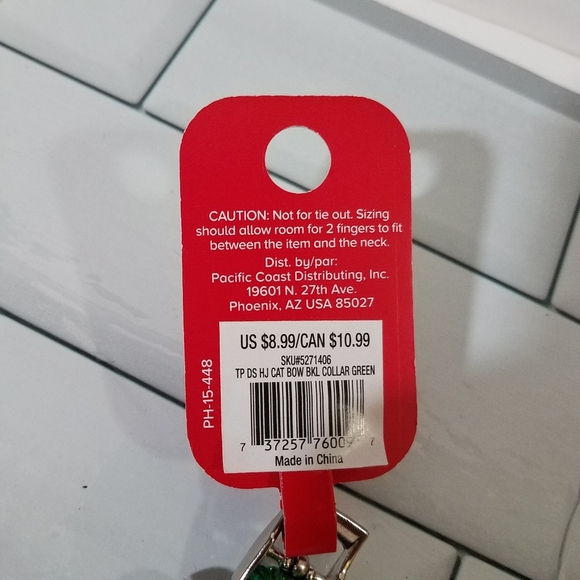 Green Bowtie Cat Collar 8-12 Inch NWT - Picture 4 of 8